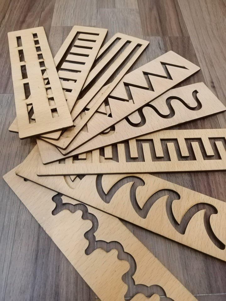 Wooden Montessori Pattern Stencil Set - 016