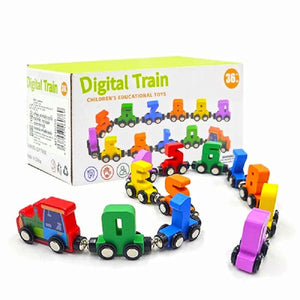 Wooden Magnetic Train Toy with Numbers & Blocks