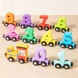 Wooden Magnetic Train Toy with Numbers & Blocks